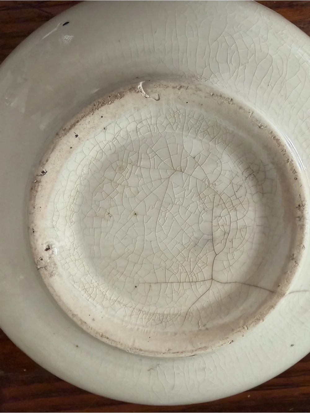 Vintage cream ribbed stoneware mixing bowl | antique farmhouse kitchen